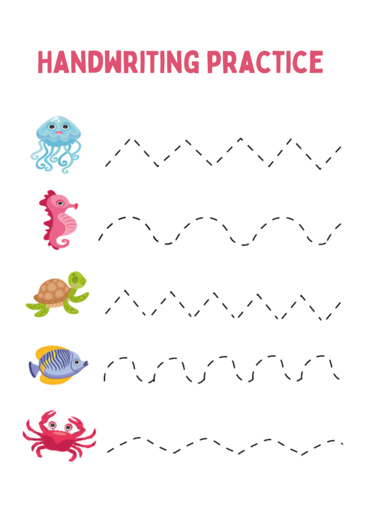 Handwriting free worksheet for kids sea - wee learners